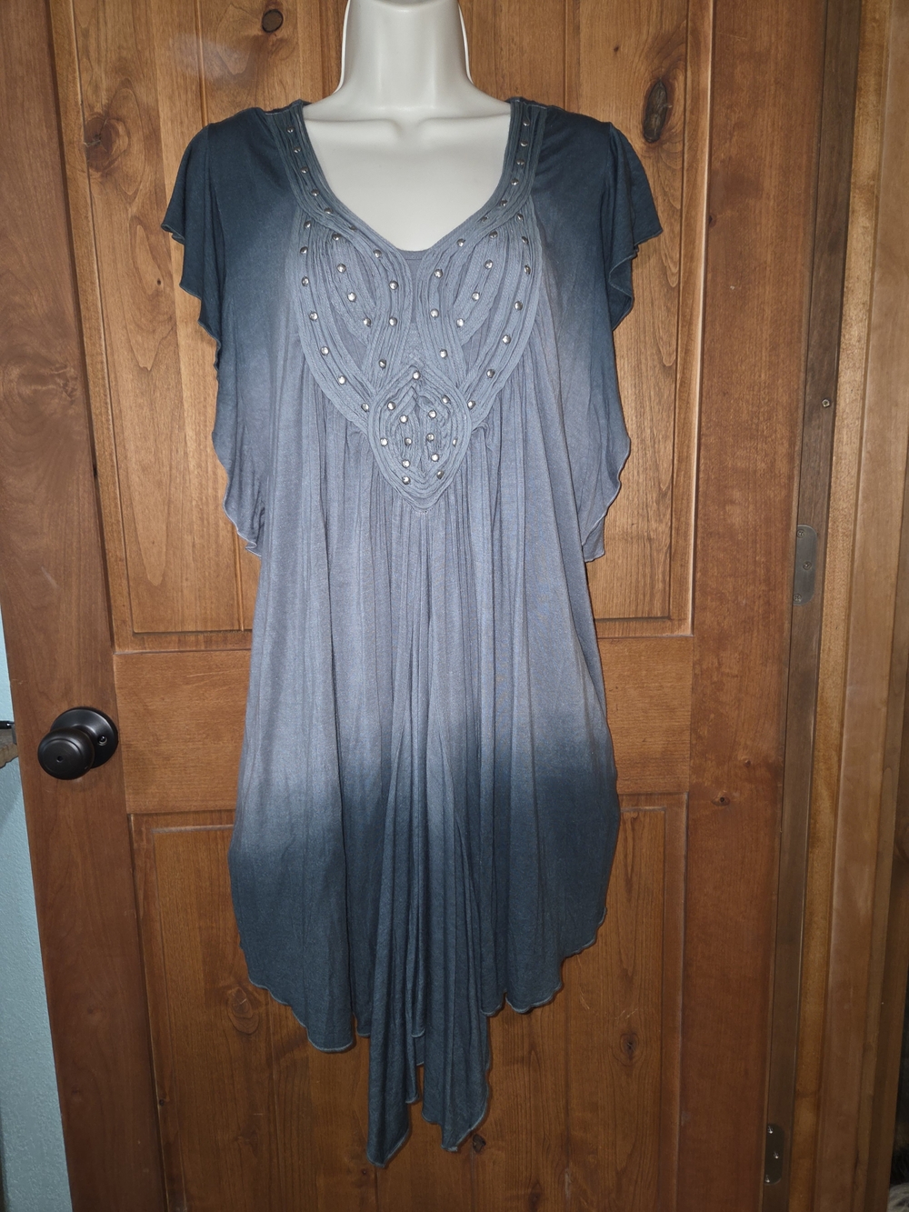 K Jordan Slate Gray‎ Beaded V-Neck Swim Coverup